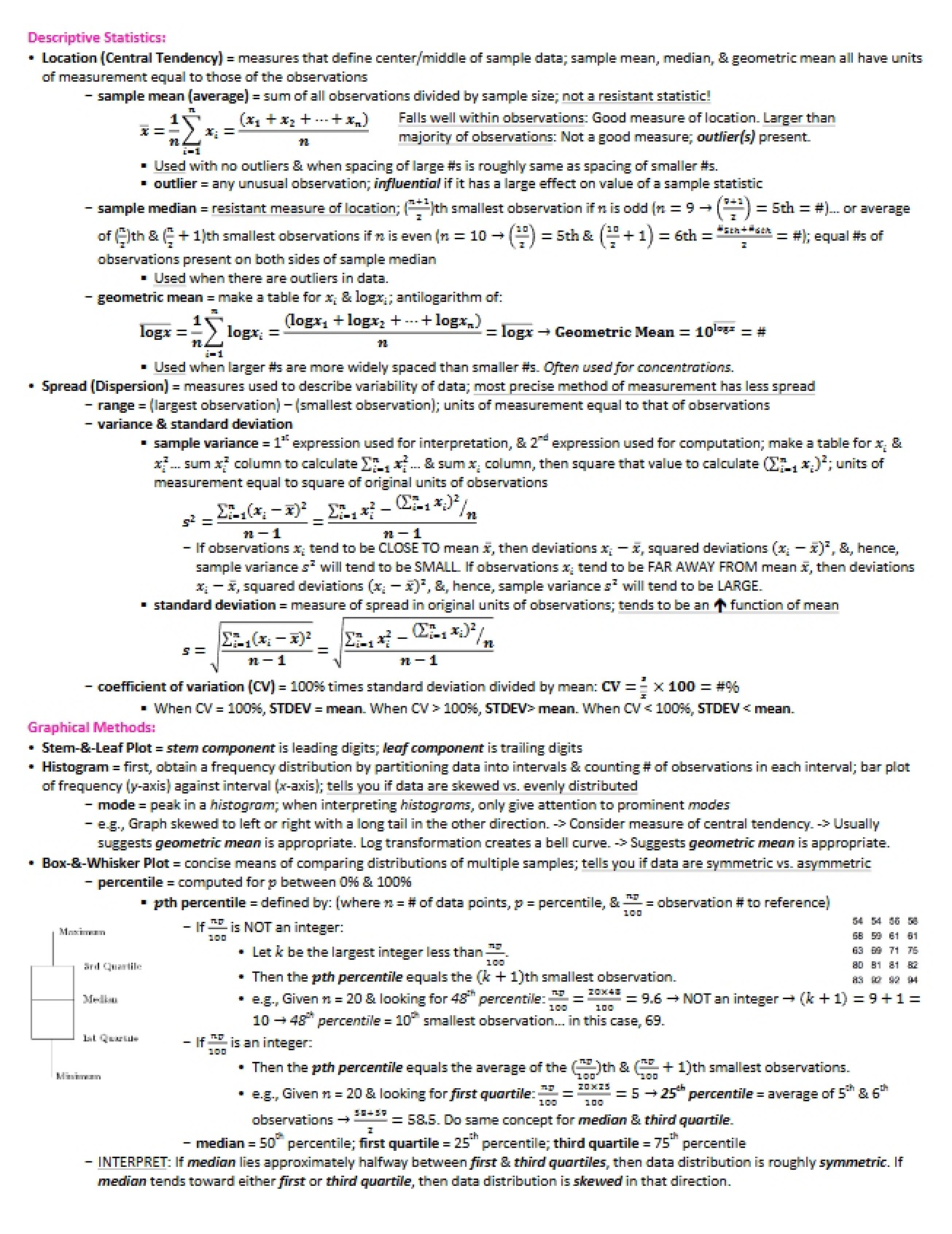 Descriptive Statistics (Set 1)
