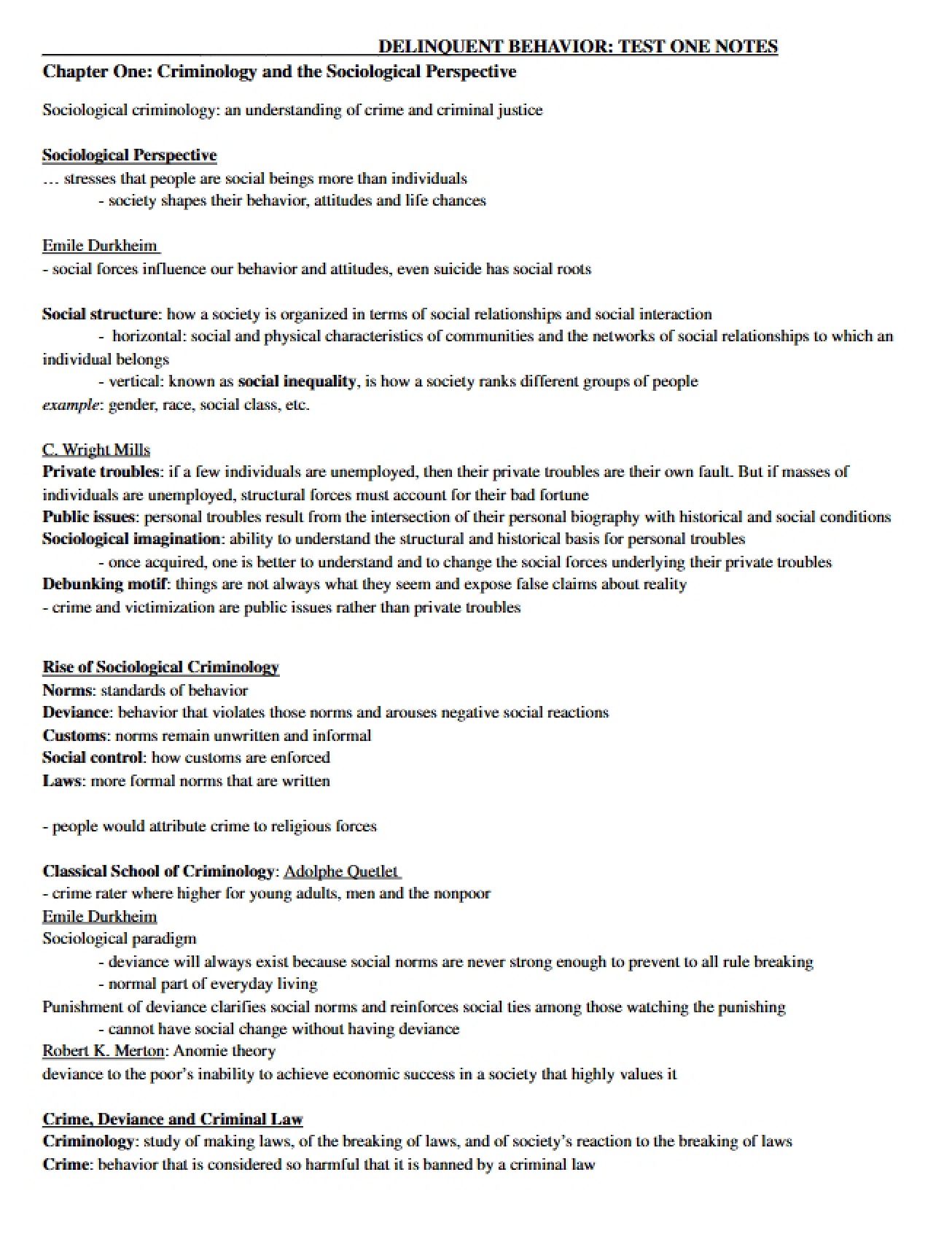 First Test Preparation Notes
