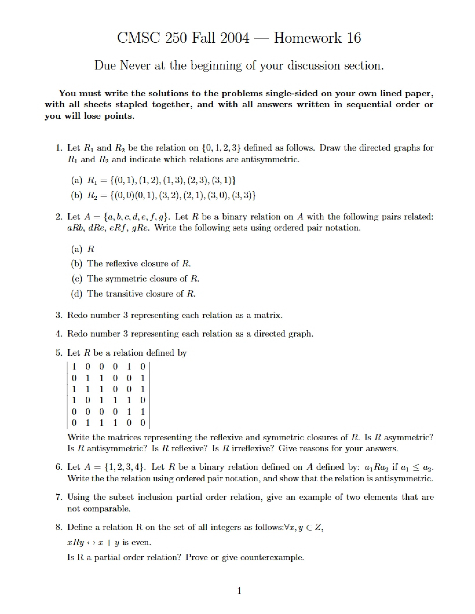 Homework Set 16
