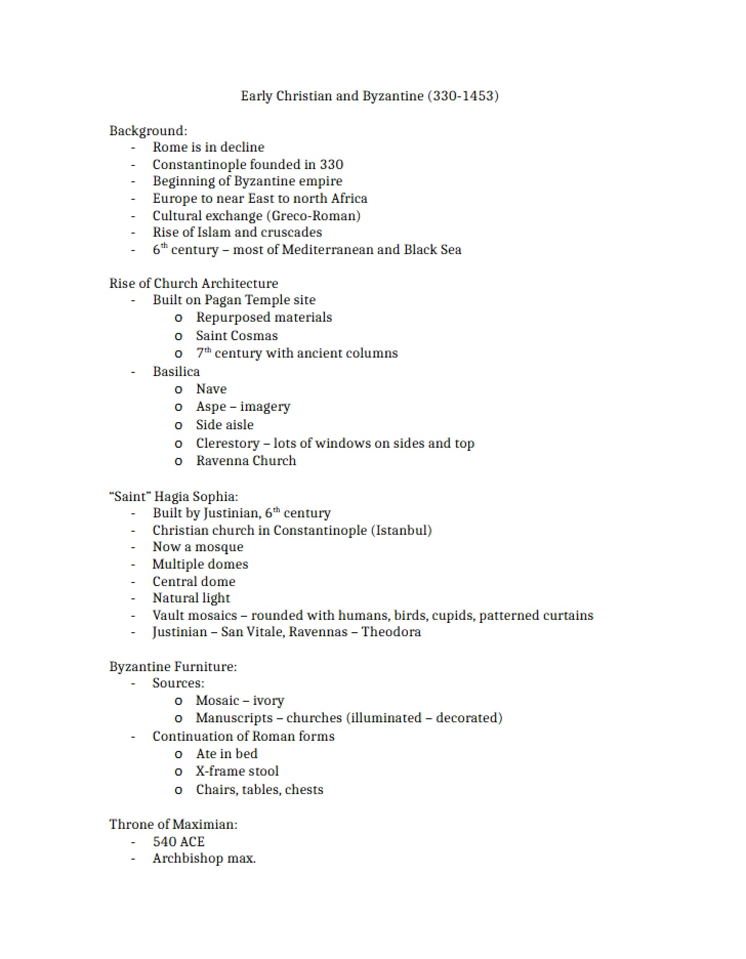 Byzantine and Early Christian Notes