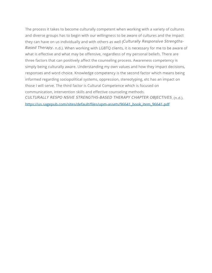 Developing Cultural Competence - Notes for Diverse Groups