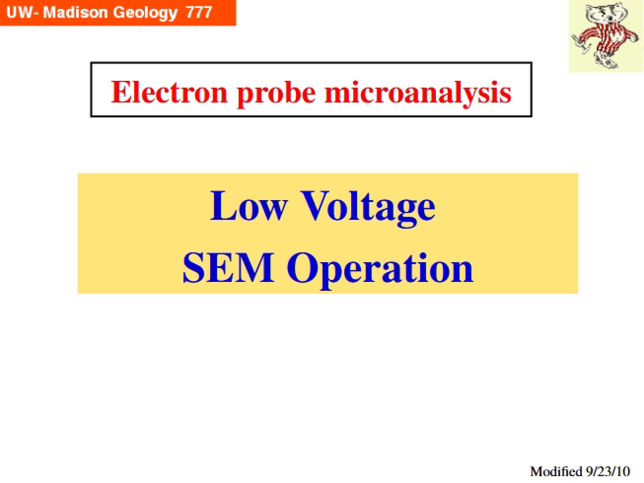 Operating SEM at Low Voltage
