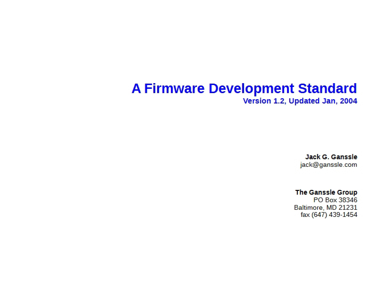 Standard for Firmware Development
