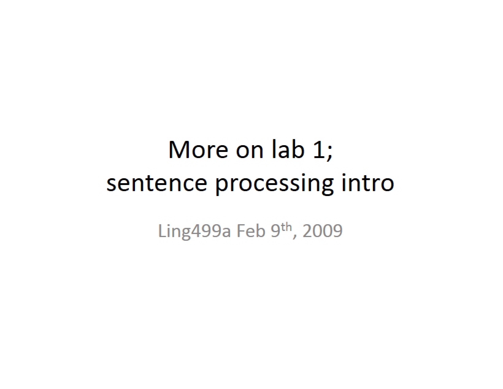 Discussion of First Lab