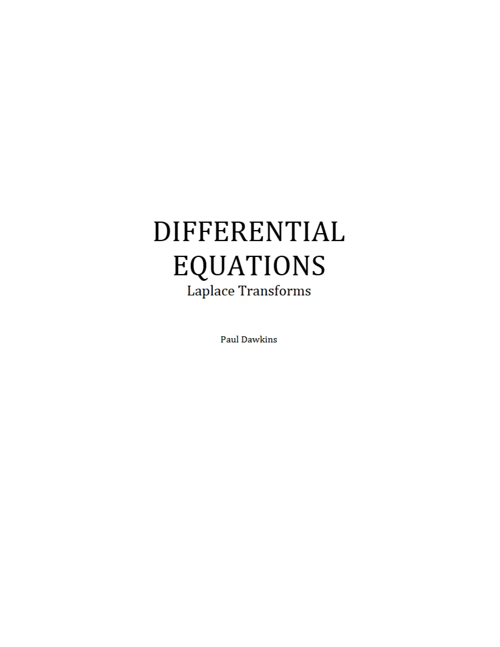Laplace Transforms in Diff Eq