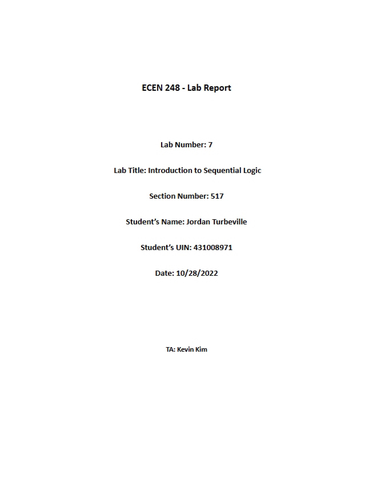 Laboratory on an Introduction to Sequential Logic