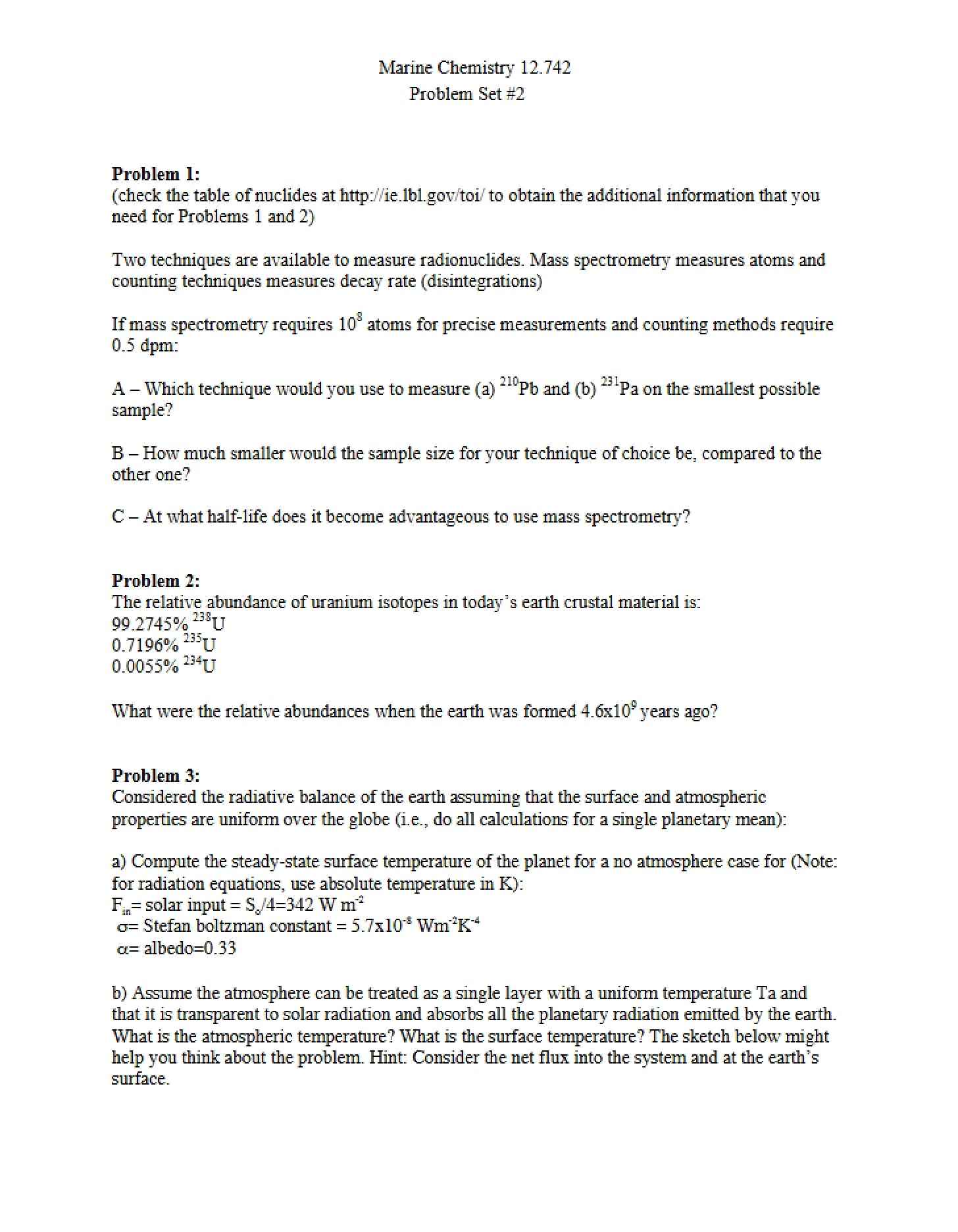 Second Problem Set