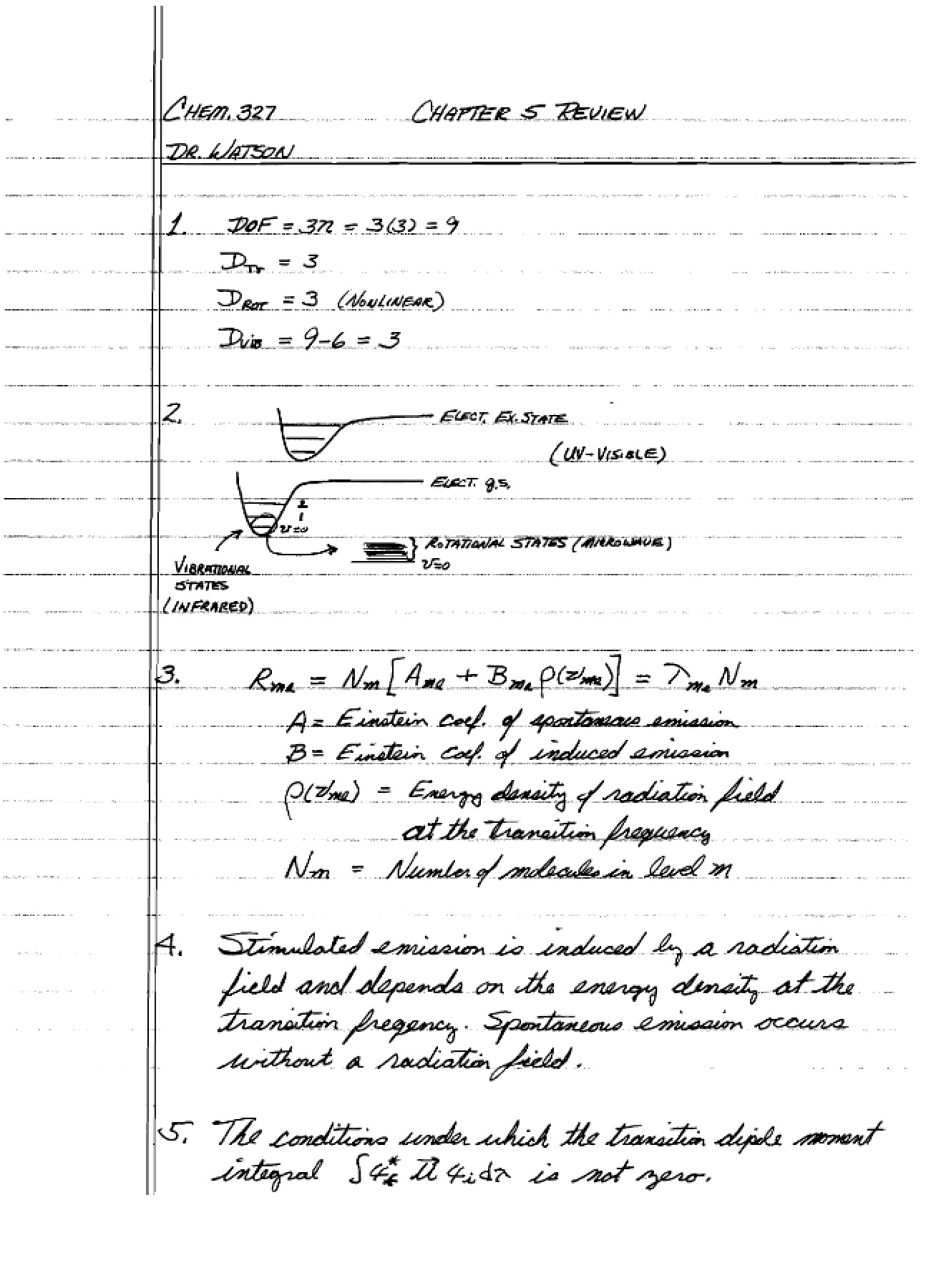 Review for the Fifth Chapter of Physical Chemistry I