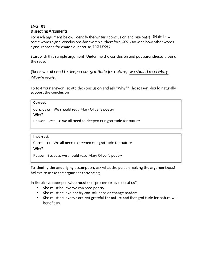Dissecting Arguments - Identifying Conclusions and Assumptions