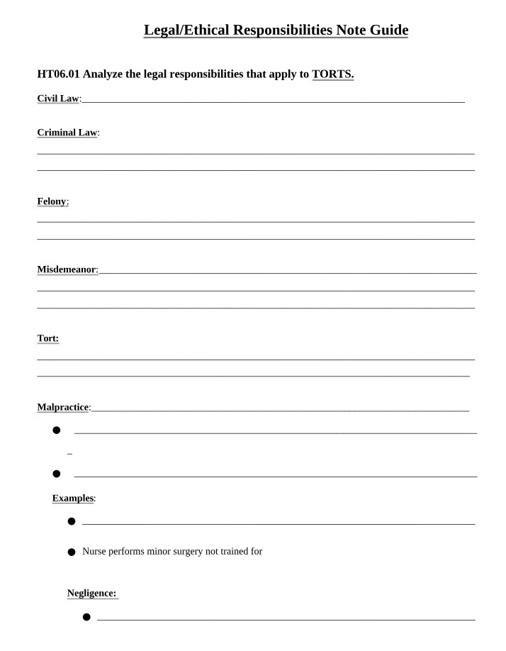 Legal and Ethical Responsibilities - Note Guide