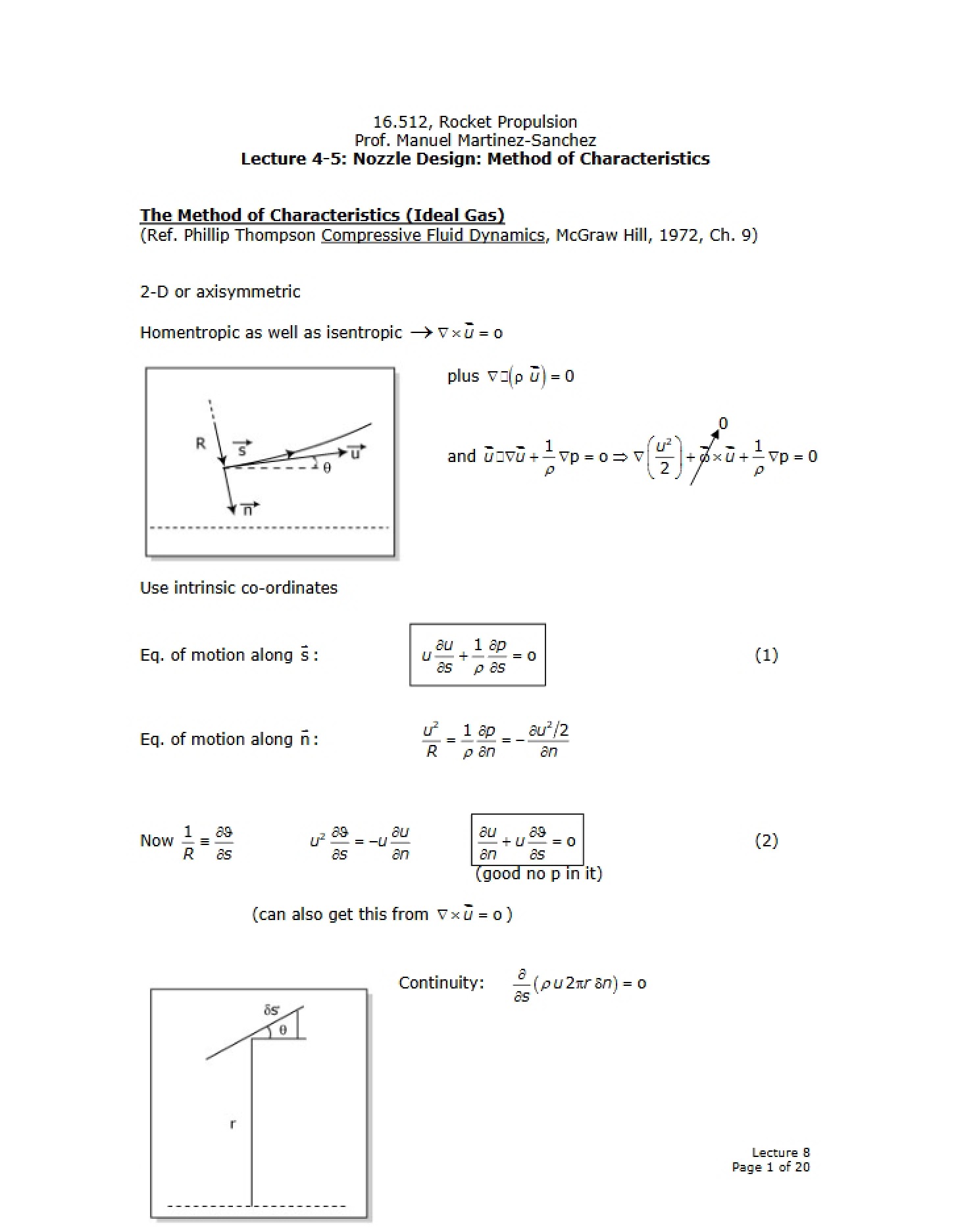 Nozzle Design Characteristics Method (Lectures 4-5)