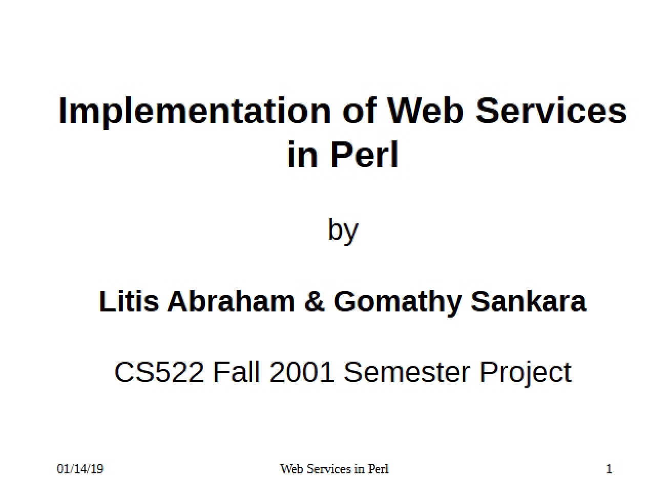 Implementing Web Services using Perl