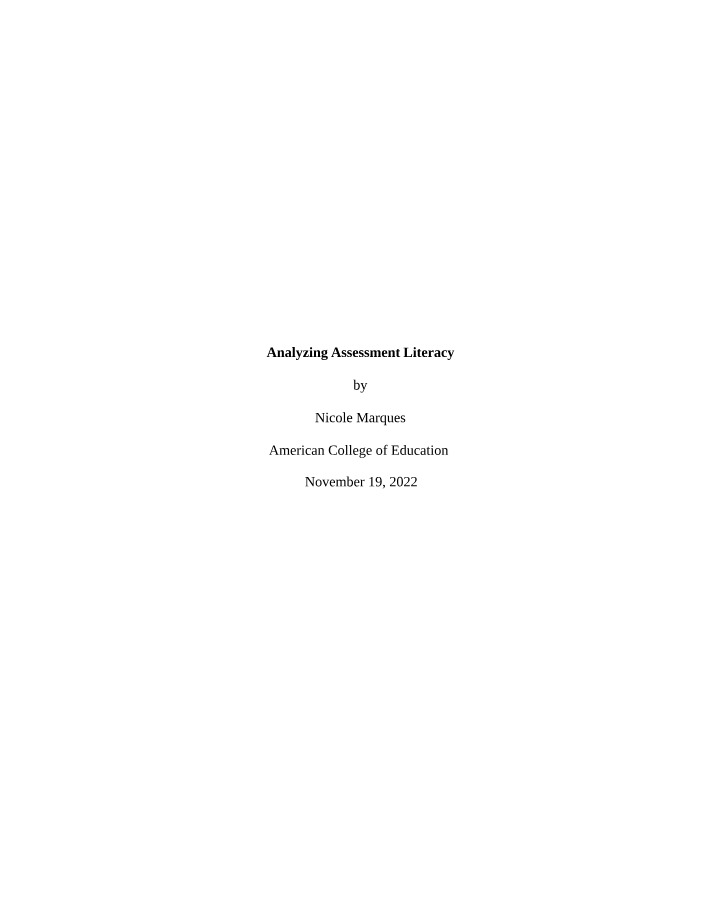 Analyzing Personal and School Assessment Literacy