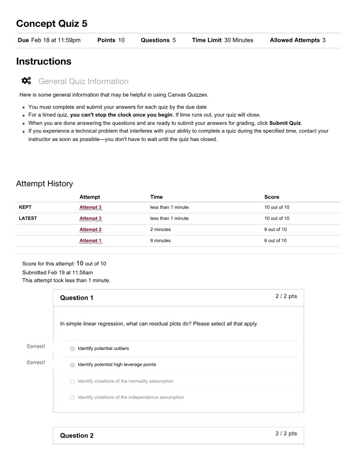 STAT 3032 Concept Quiz 5