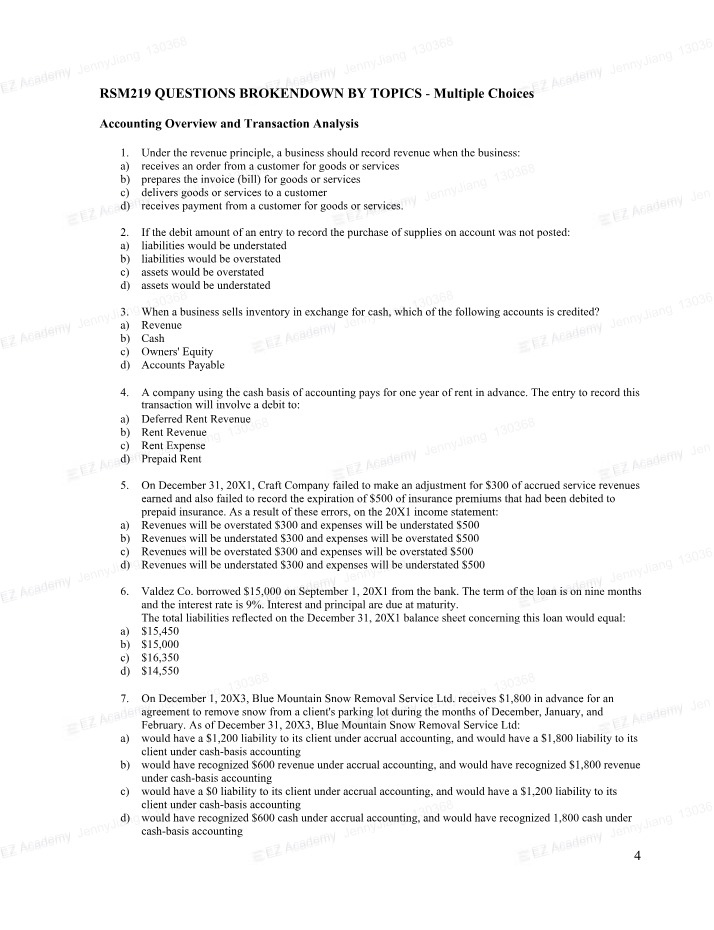 Accounting Overview - Revenue and Transaction Analysis