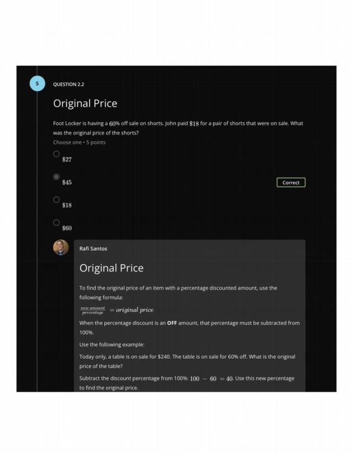 Practice Problem for Original Price Calculation