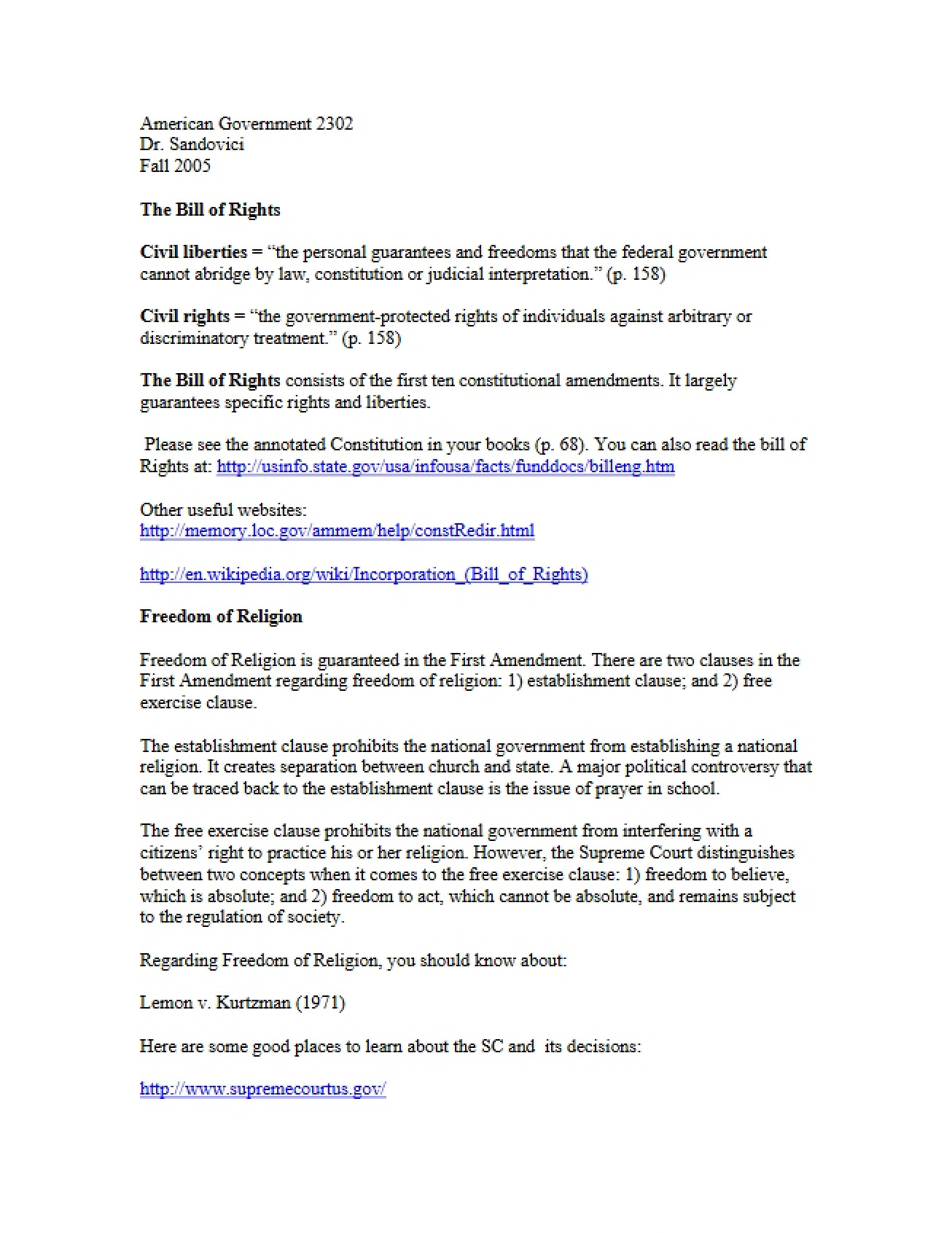 Syllabus for Introduction to American Government II