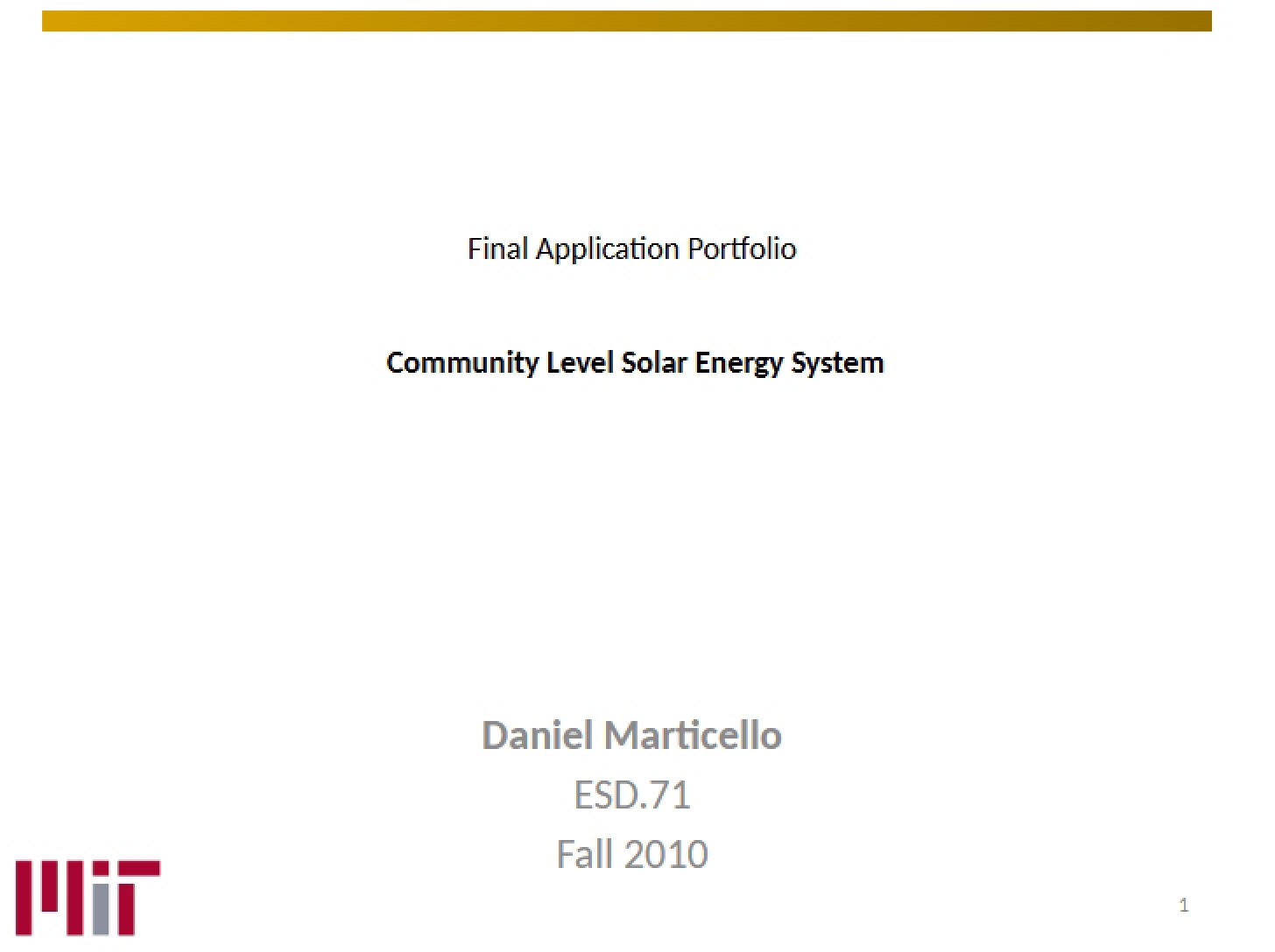 Community Solar Power System