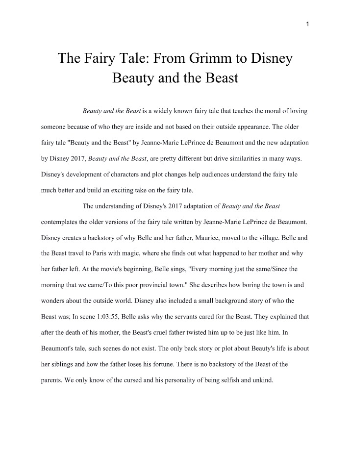 Comparative Analysis of the Fairy Tale Beauty and the Beast