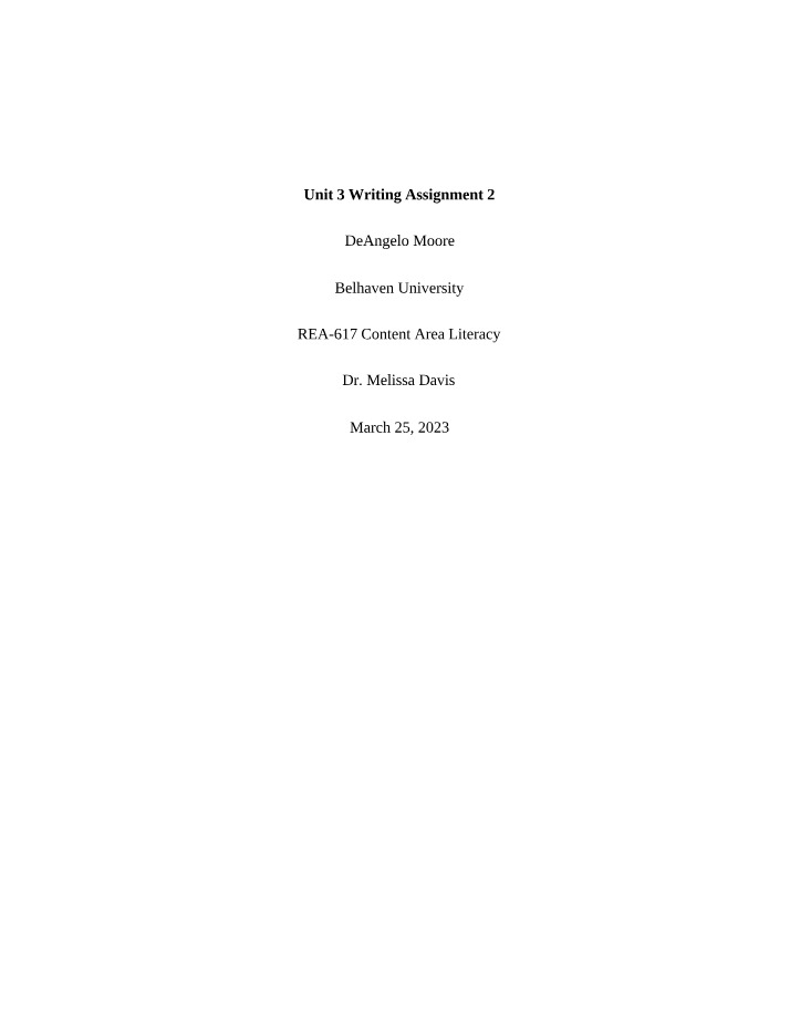 Writing Assignment 2 for Unit 3