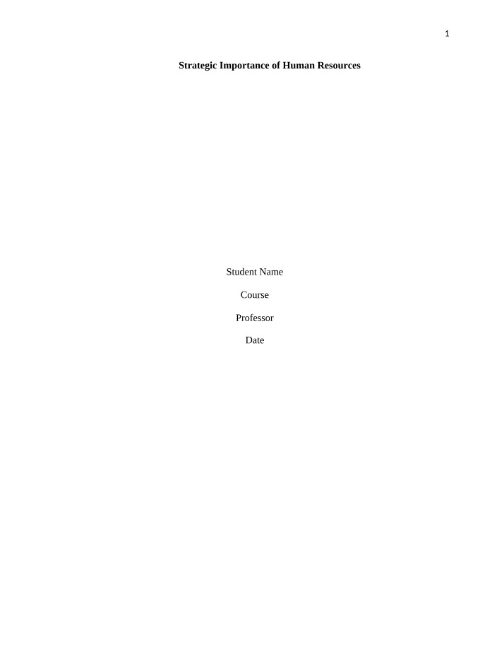 Human Resources - Strategic Importance