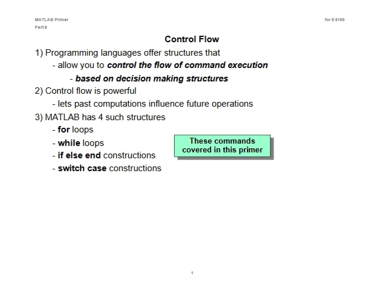 Control Flow in Engineering