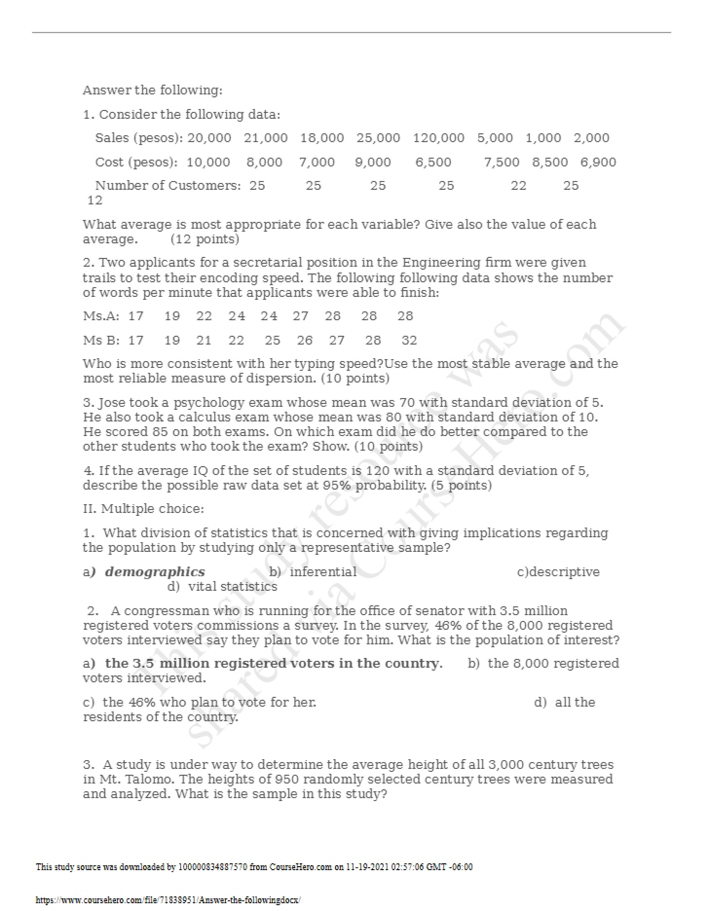Examination Practice