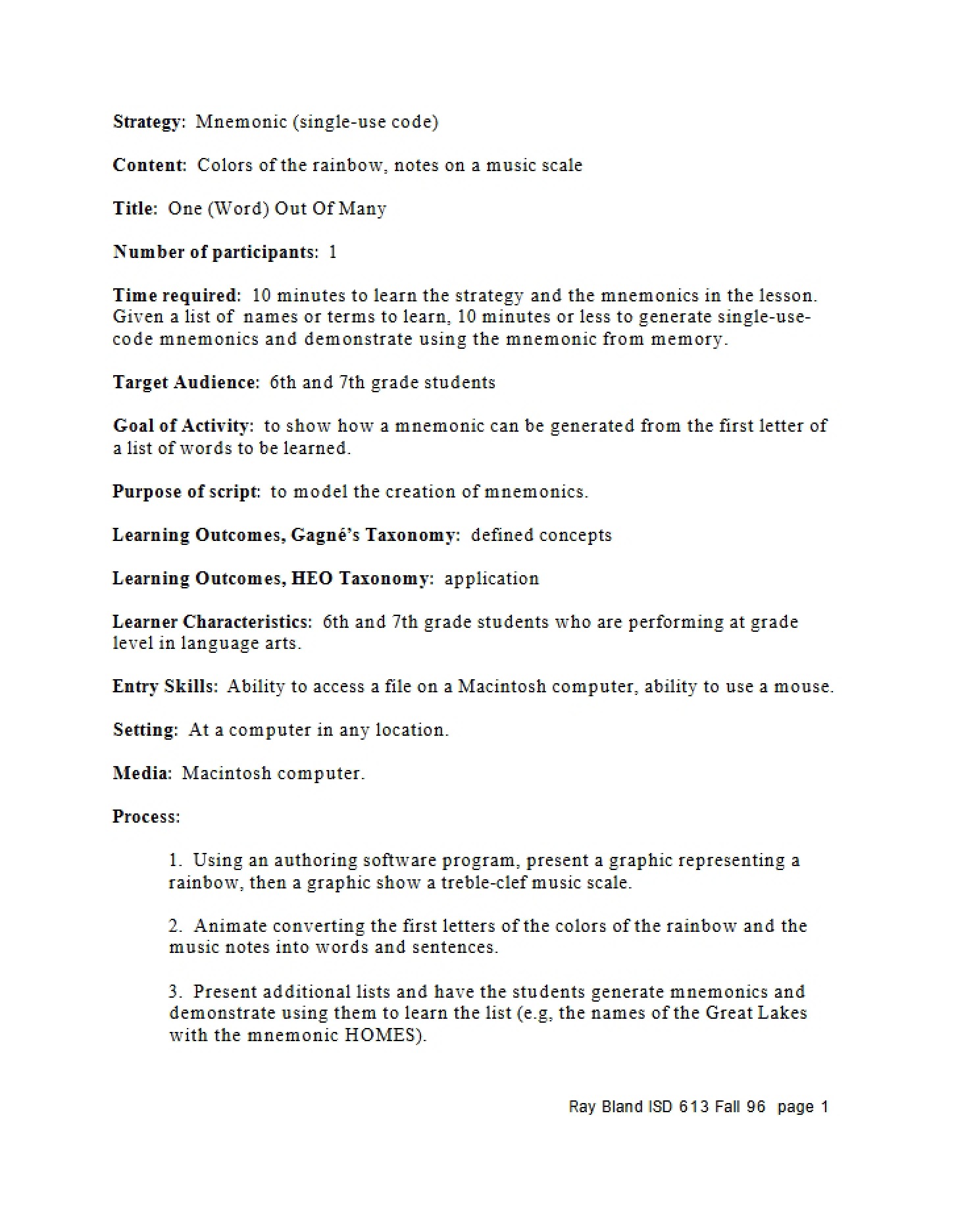 Mnemonic Strategies