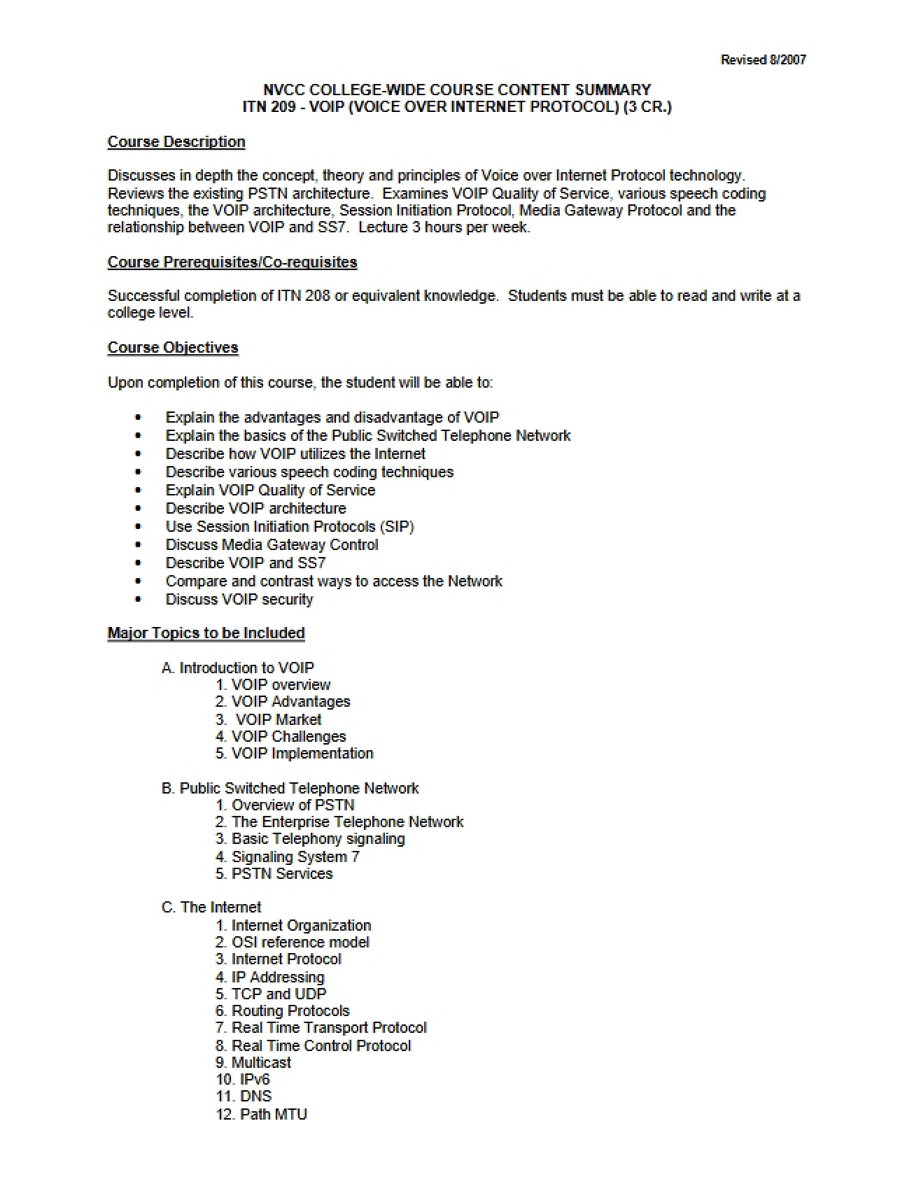 VoIP Course Content