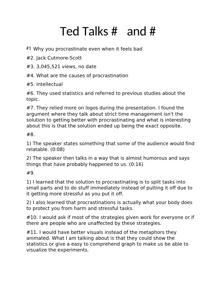Notes from TED Talks