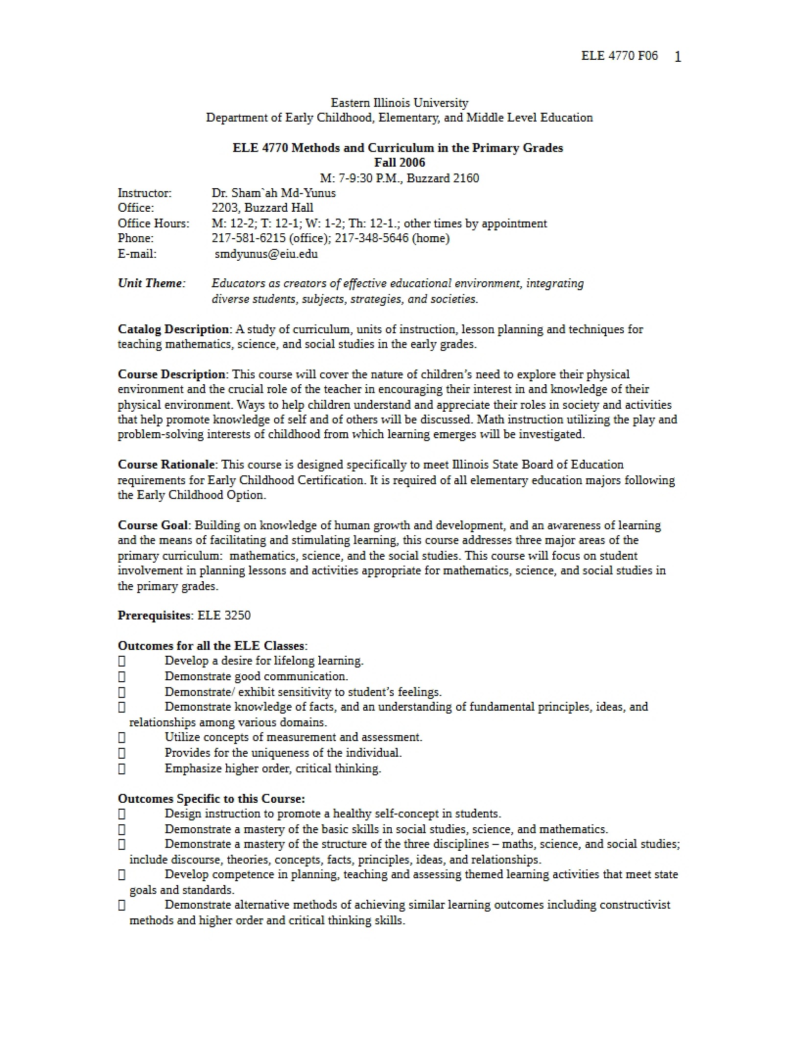 Syllabus - 9 Pages