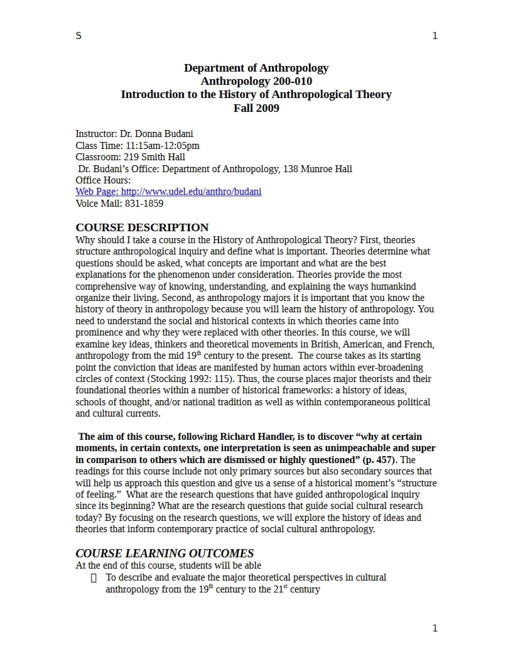 Course Outline for ANTH 200
