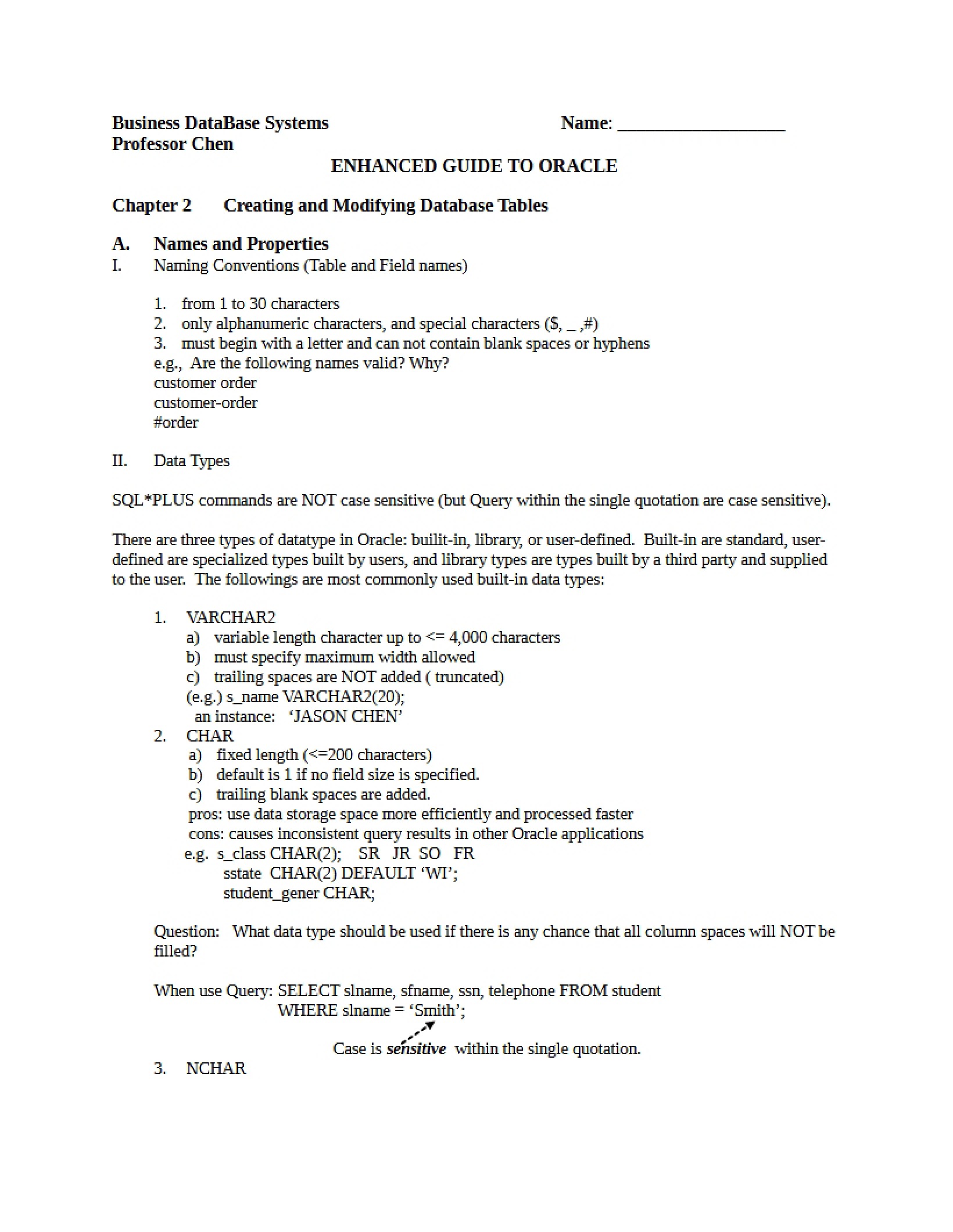 Oracle Guide - Enhanced