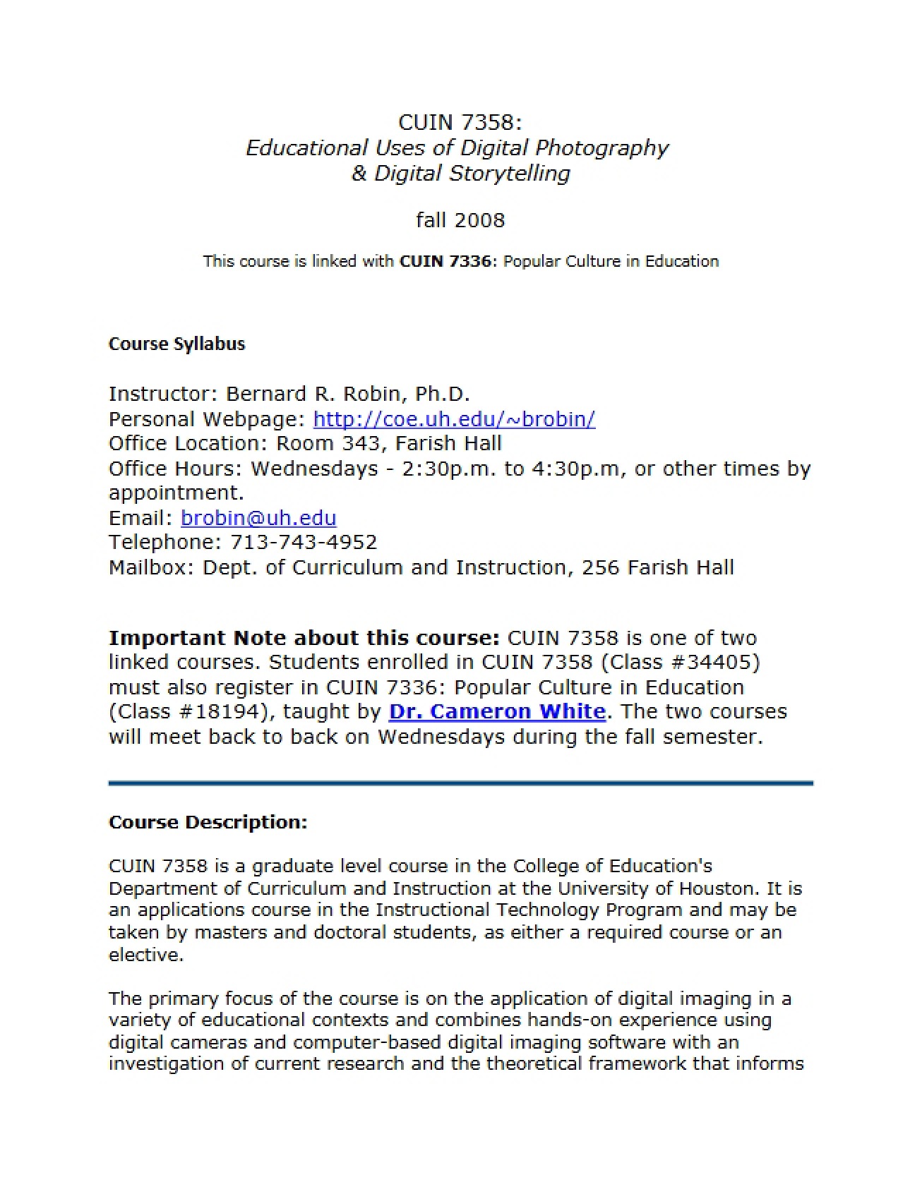 Syllabus (CUIN 7358)