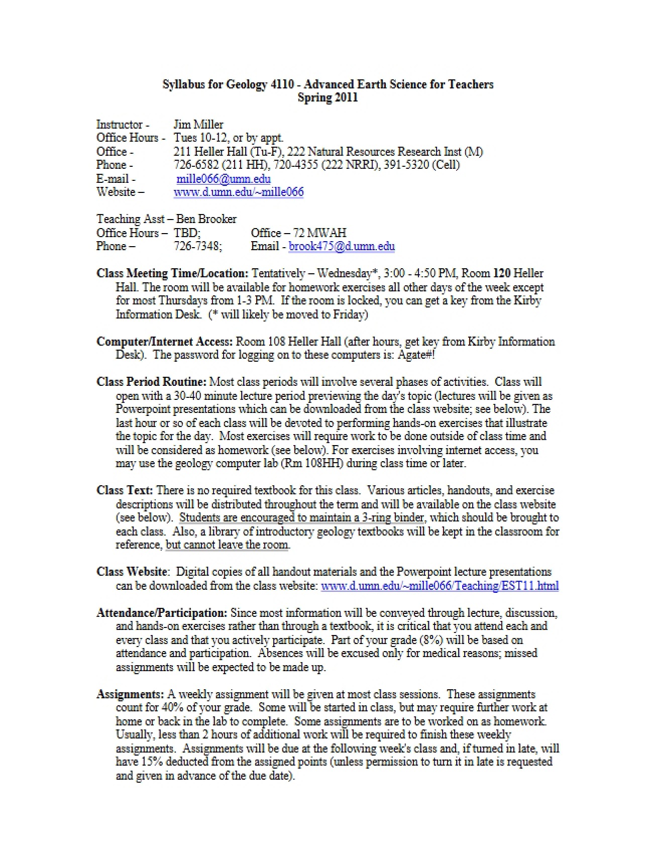 Advanced Earth Science Syllabus