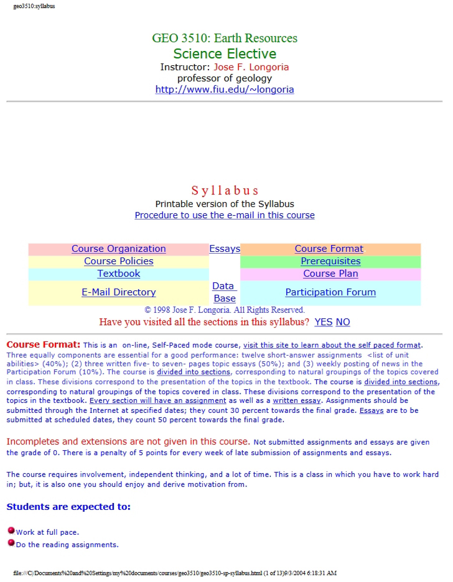 Subject Rules and Semester Overview