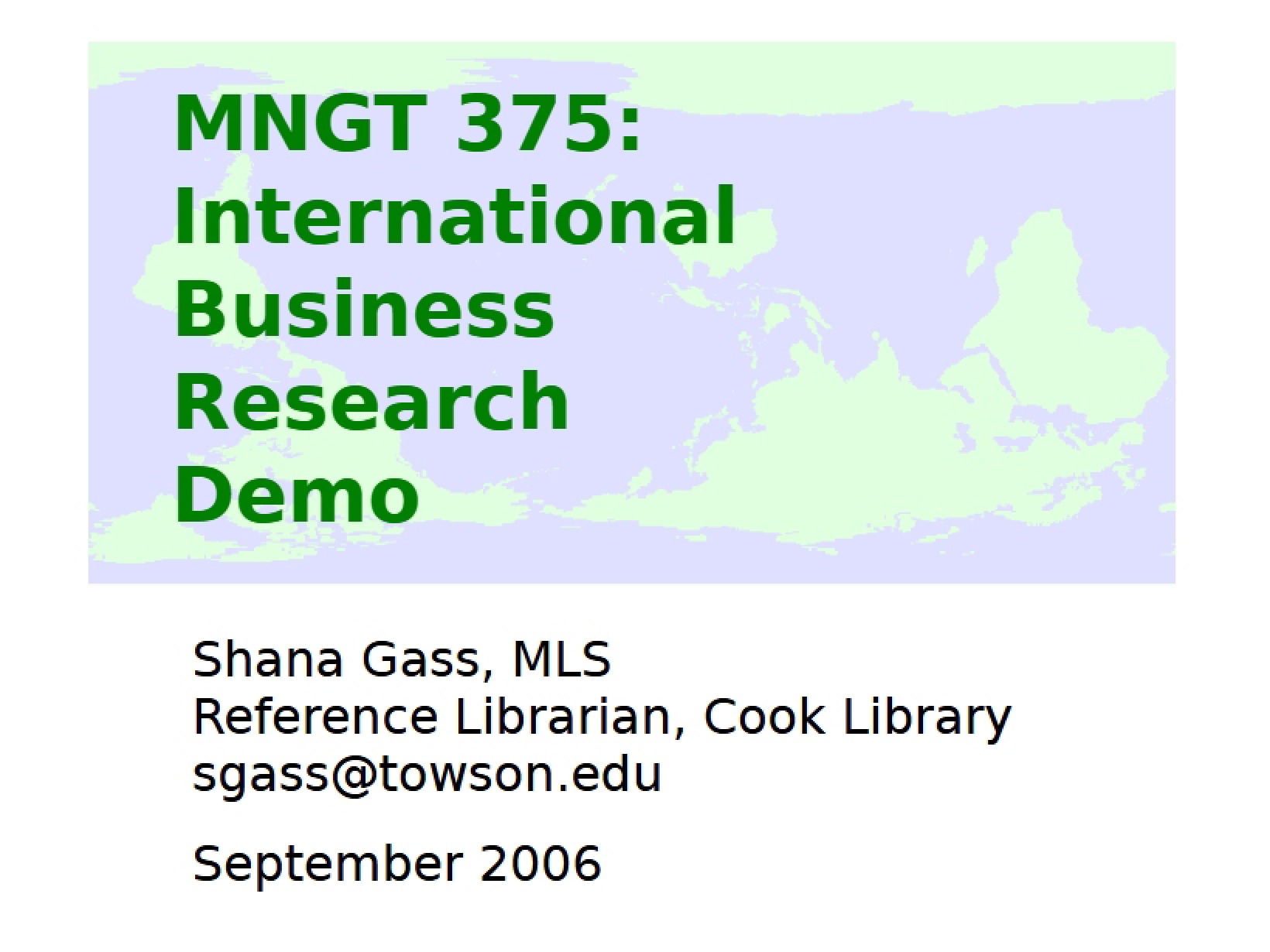 Demonstration of International Business Research