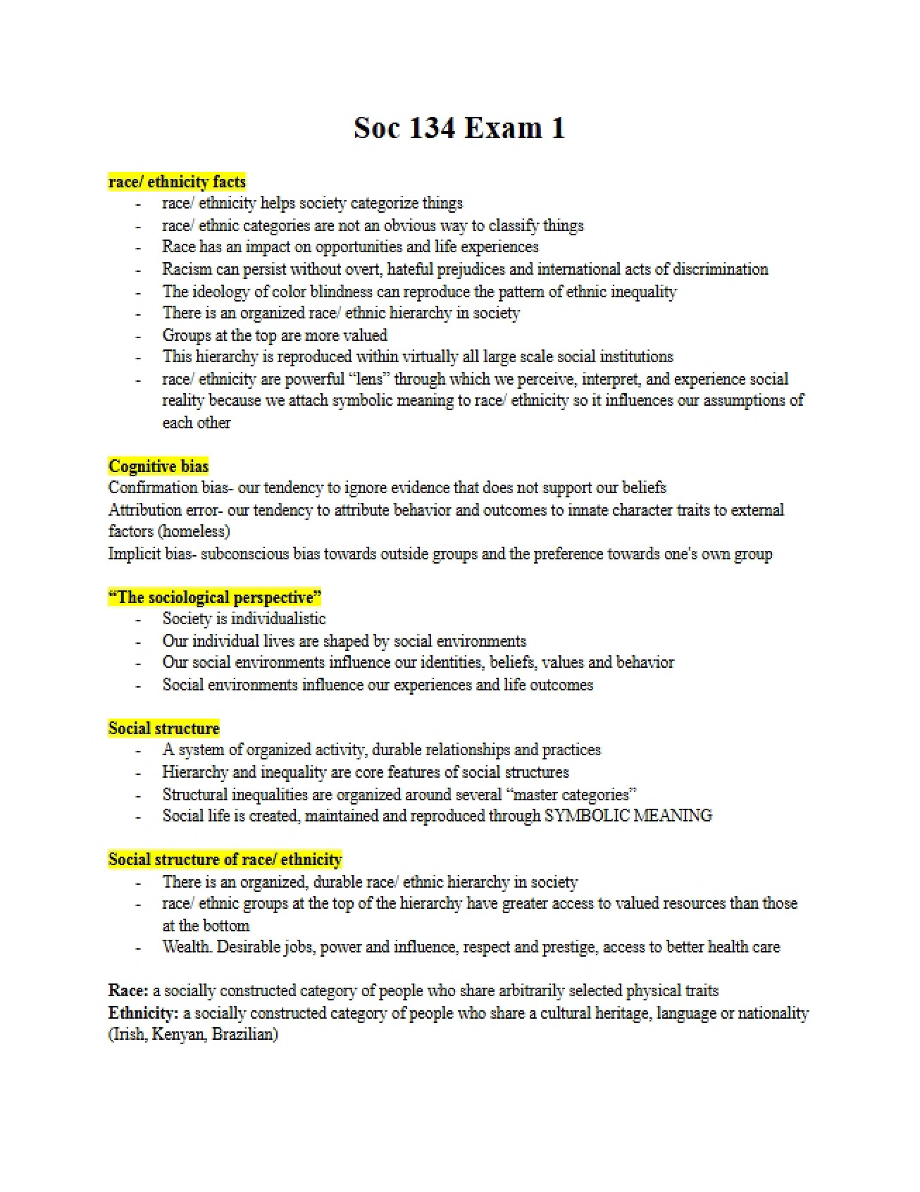 Examination One