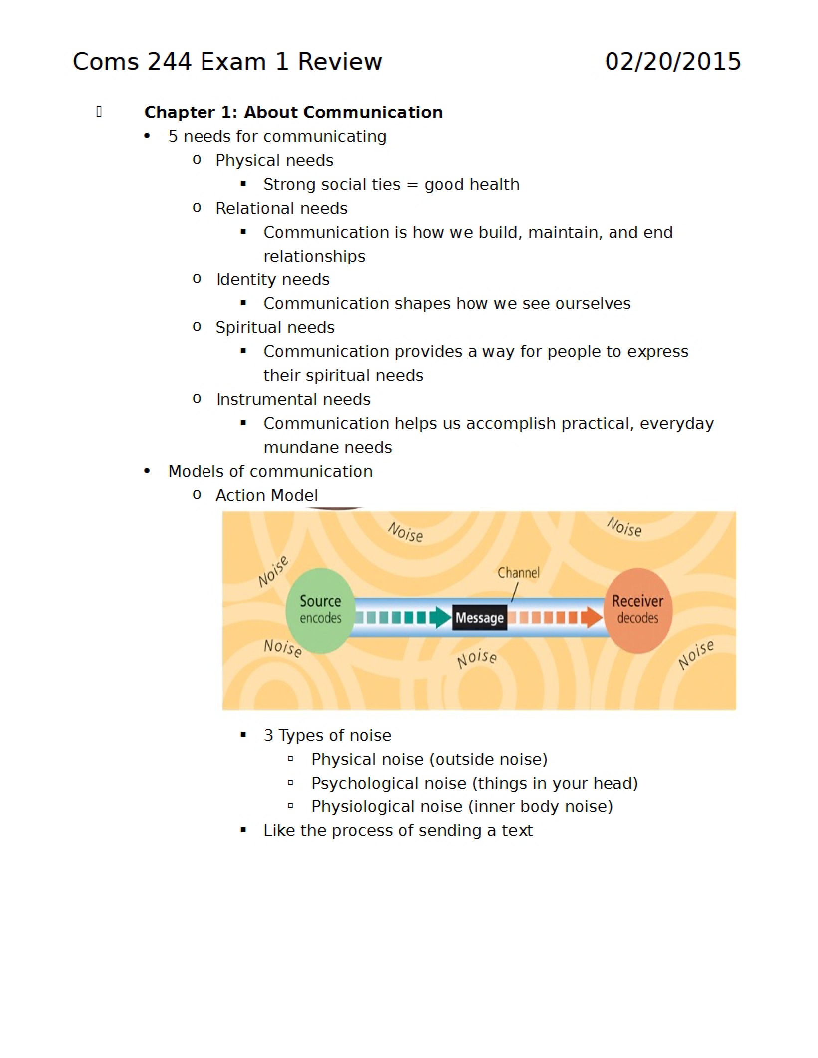 Review Exam 1 for COMS 244