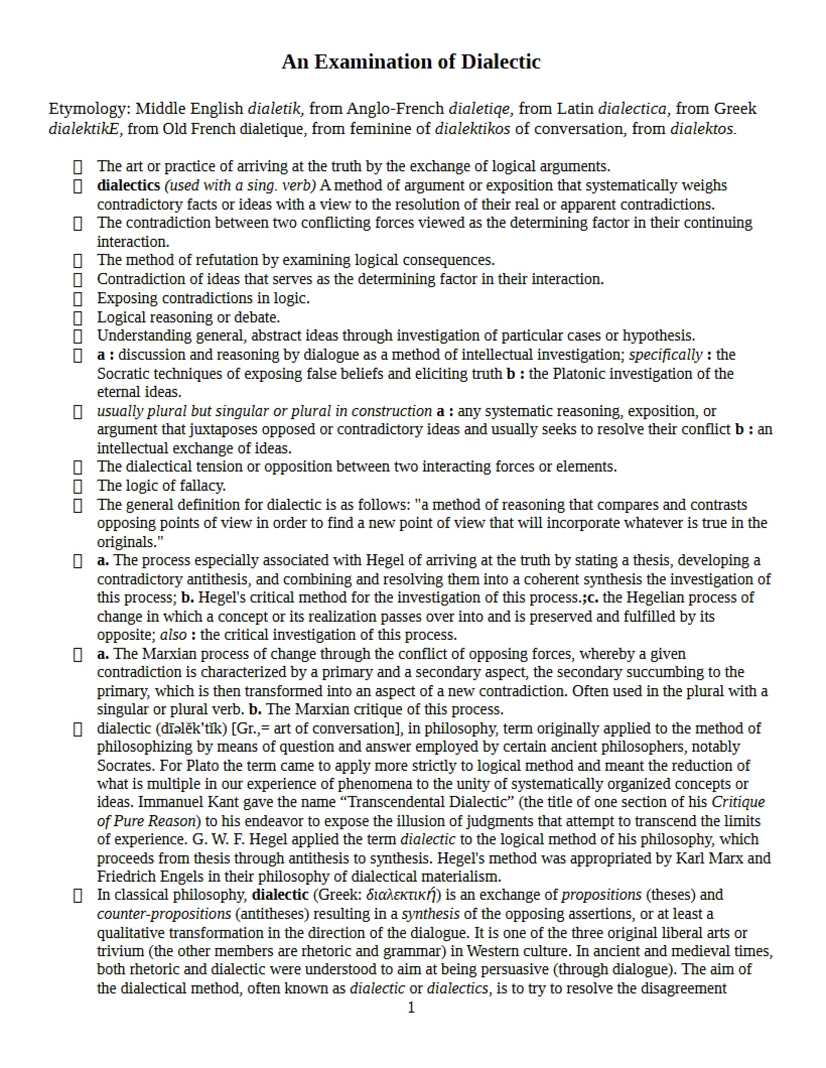 Dialectic Overview