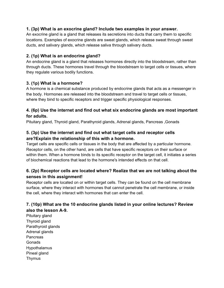 Functions of Exocrine and Endocrine Glands