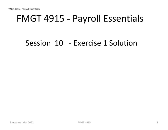 Solution for Exercise 1 - Session 10
