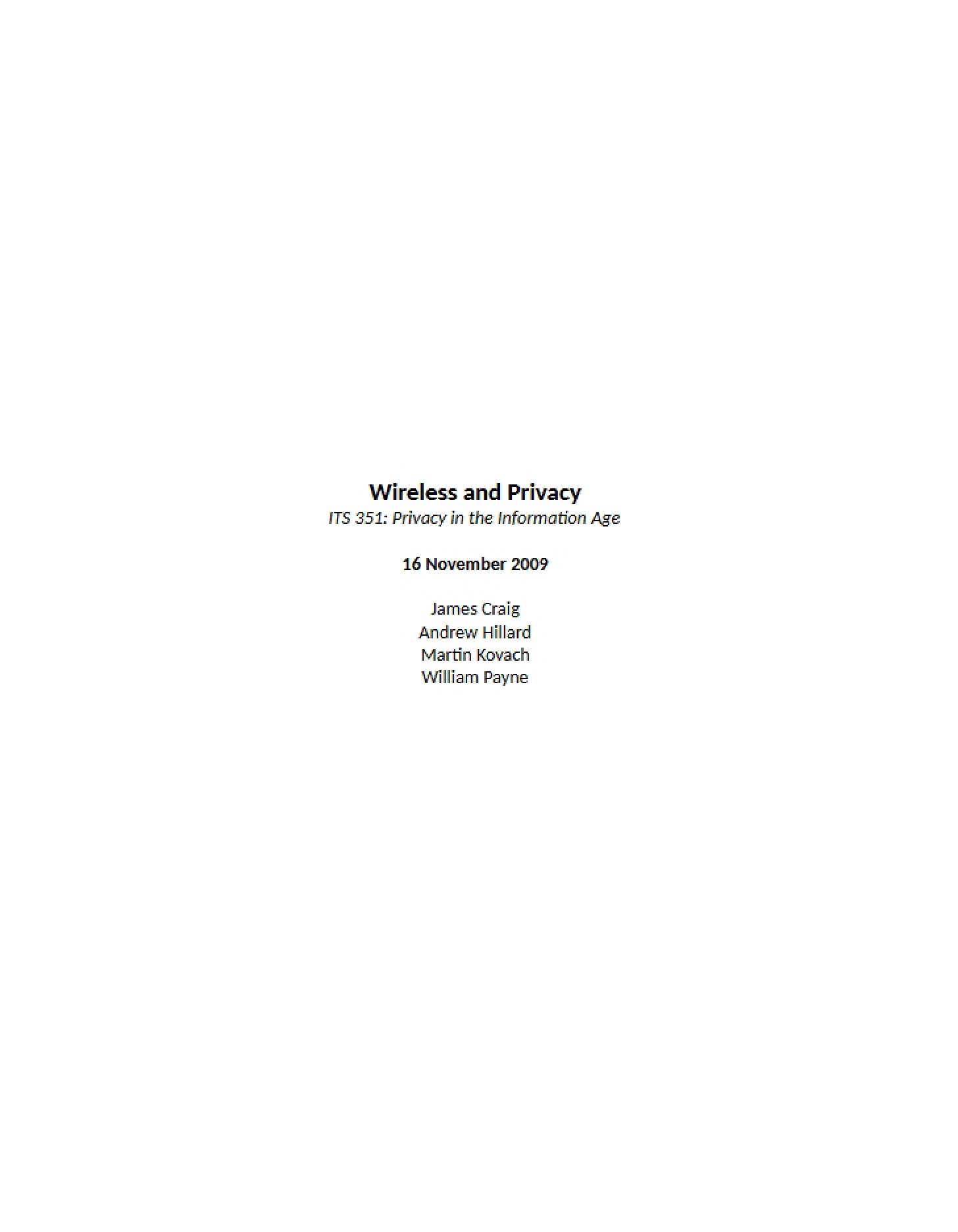 Privacy and Wireless Technology