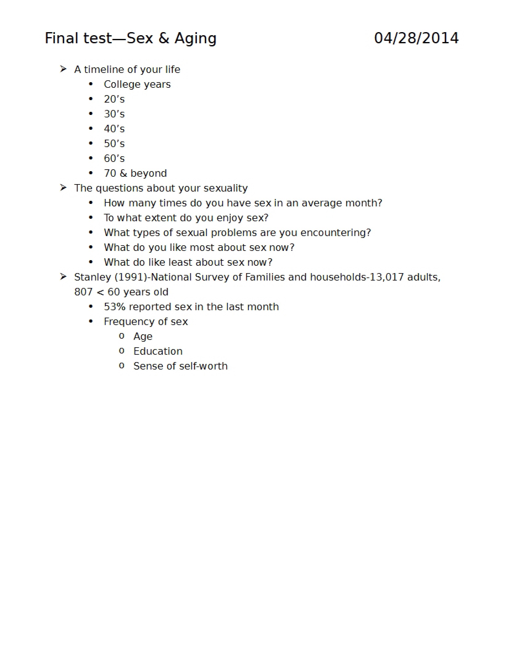 Human Sexuality Final Test