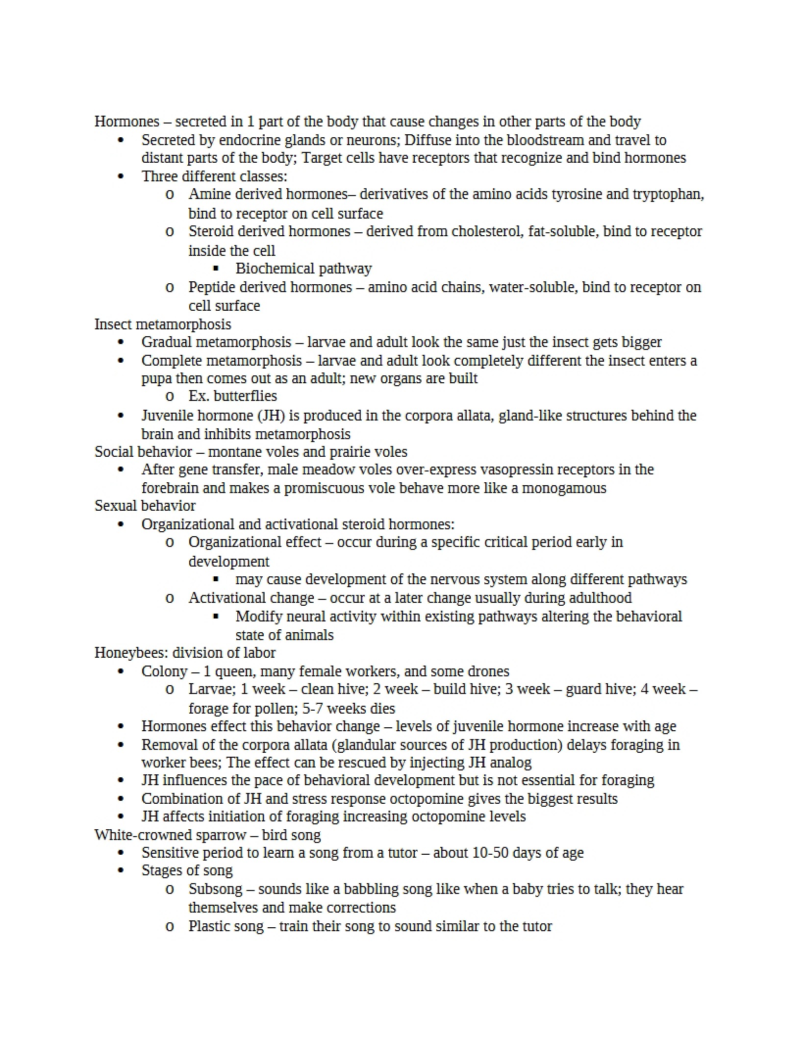 Animal Behavior Notes