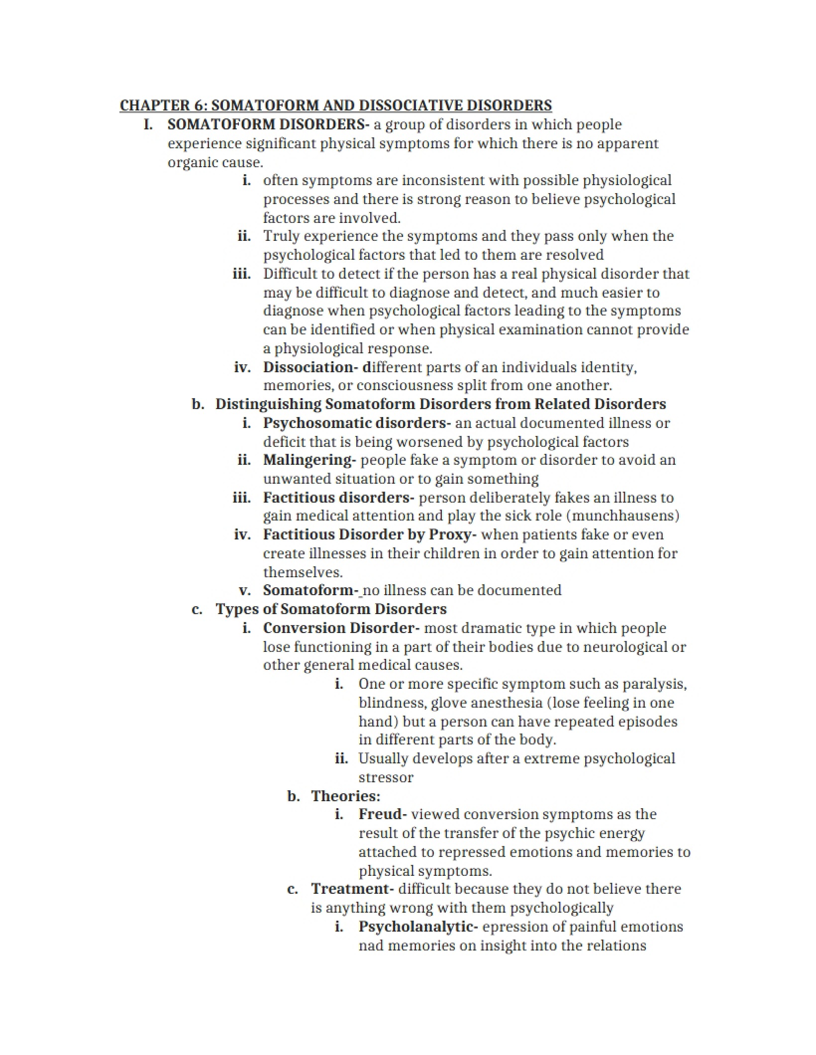 Chapter 6 Dissociative and Somatoform