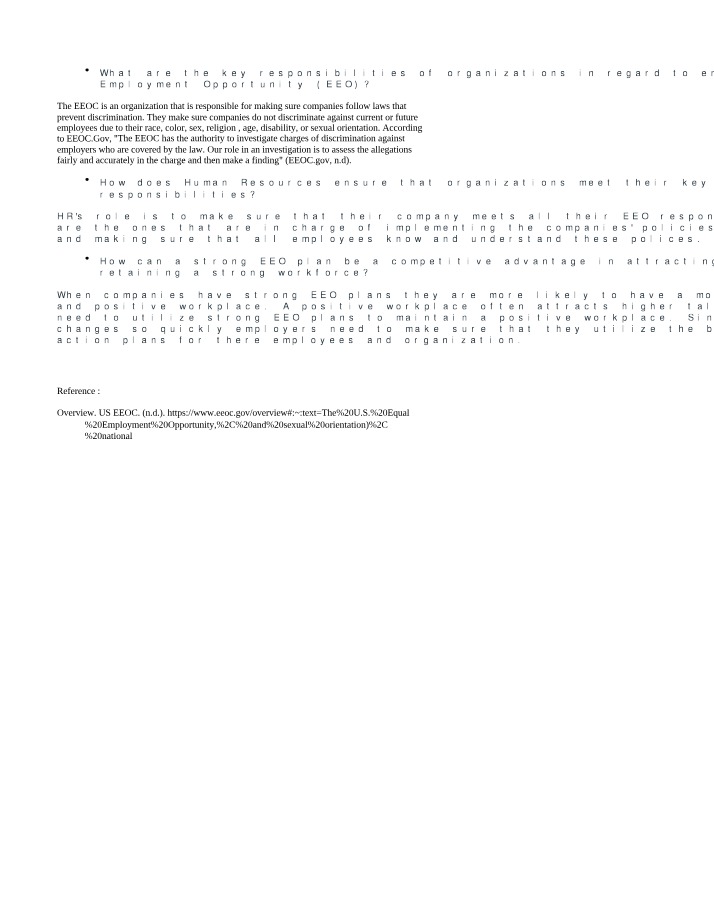Equal Employment Opportunity - Organizational Responsibilities