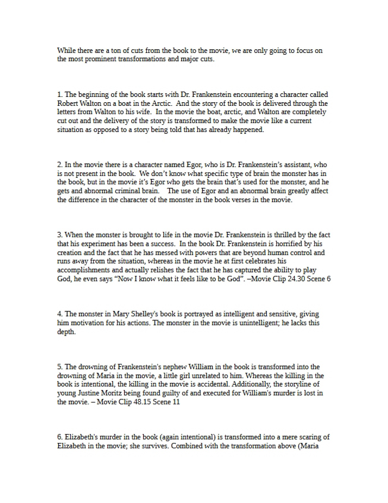Study of Frankenstein in Modern Contexts
