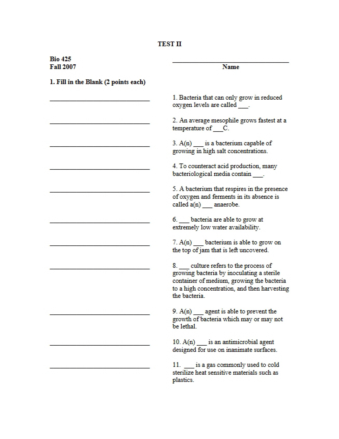 Fall 2007 Bio 425