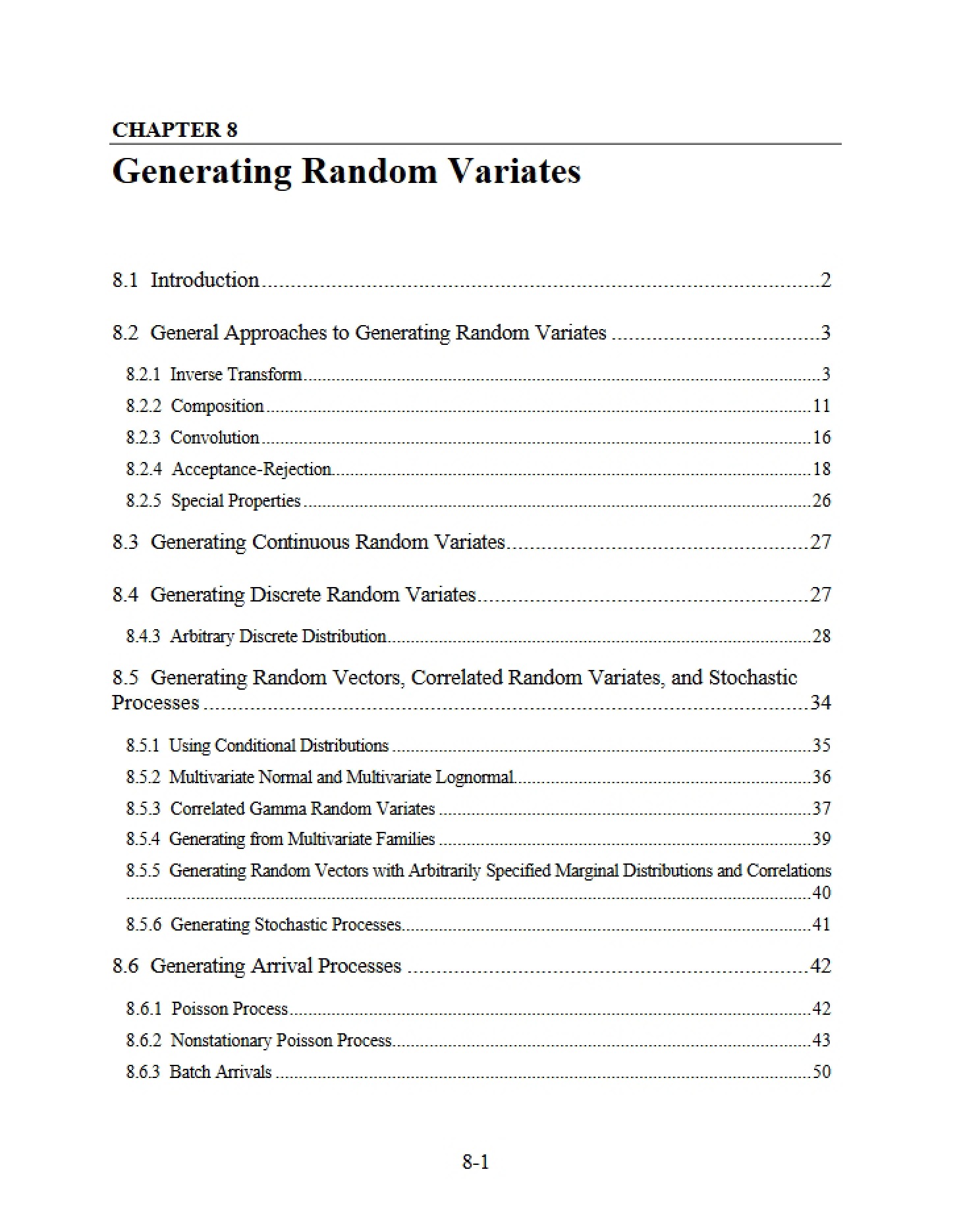 Random Variate Generation (Chapter 8)